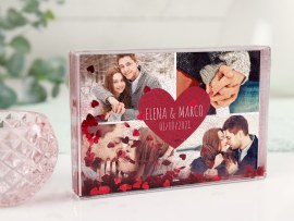 Cornice foto con glitter galleggianti