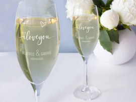 Flute da champagne con incisione