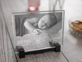 Lastra di vetro con foto nascità