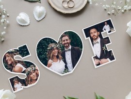 Lettere decorative con foto del matrimonio