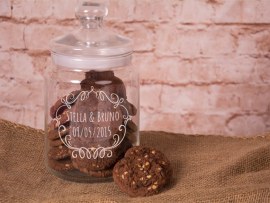Barattolo di vetro per biscotti con incisione