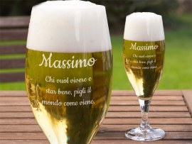 Bicchiere da birra con incisione con testo