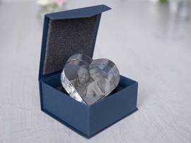 Cuore di vetro incisione con foto