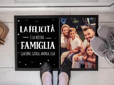 Tappeto Zerbino personalizzato con nome Famiglia Benvenuto nella nostra Casa  Ingresso Casa 68x48 cm - ColorFamily