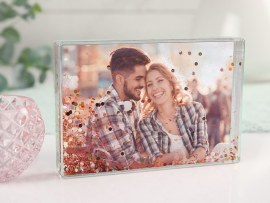 Cornice foto con glitter galleggianti