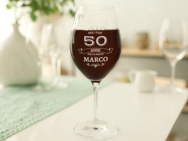 BICCHIERE 50 ANNI Calice glitter ORO Gadget idea regalo festa 50°  Compleanno : : Casa e cucina